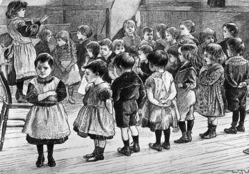 Drawing of children at school